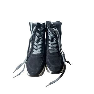 NWOB Nero Giardini Black Suede Stacked Boots Sz 38 (7.5)